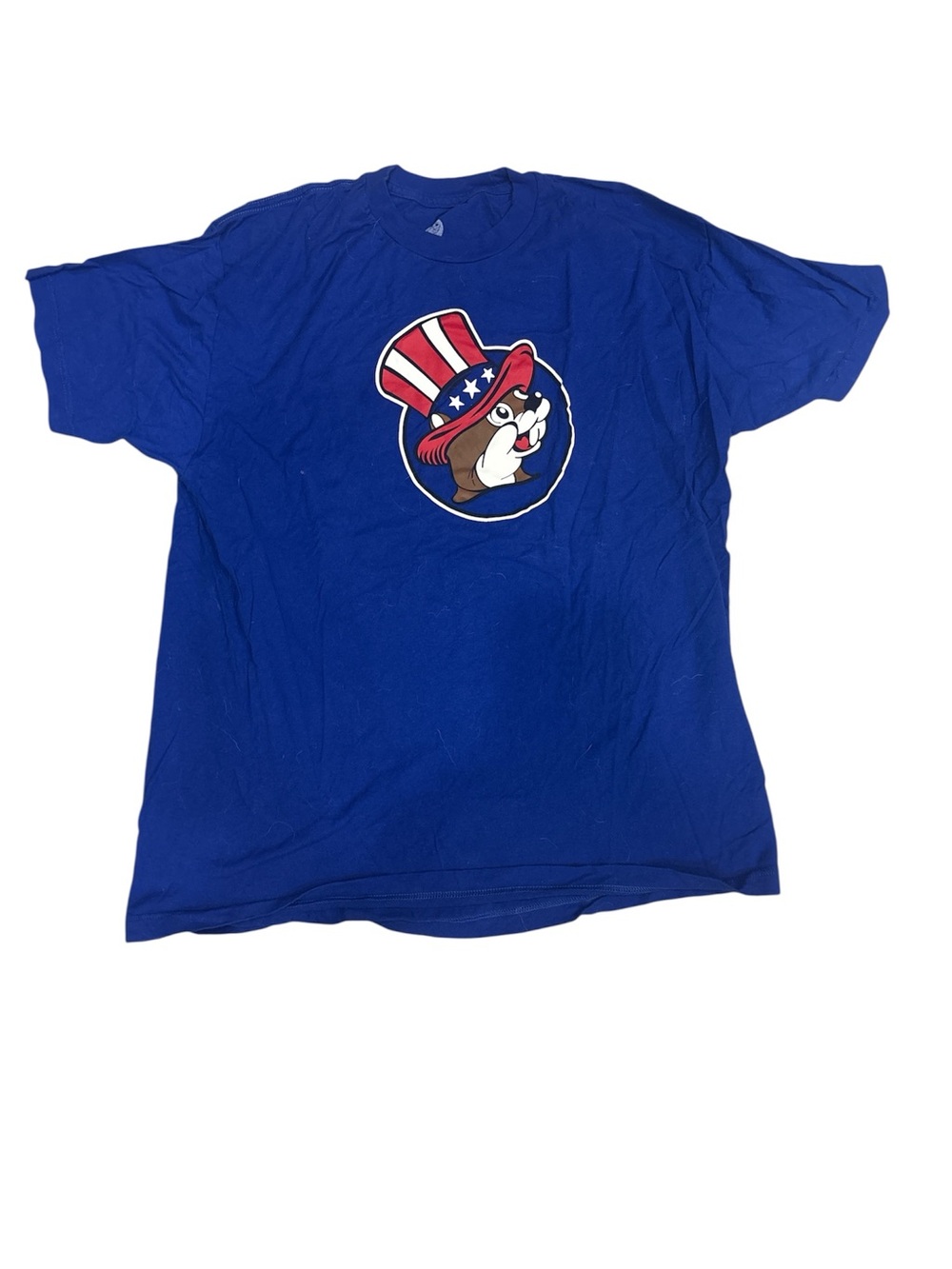 Patriotic Blue Bucees Graphic Tee with Uncle Sam Hat